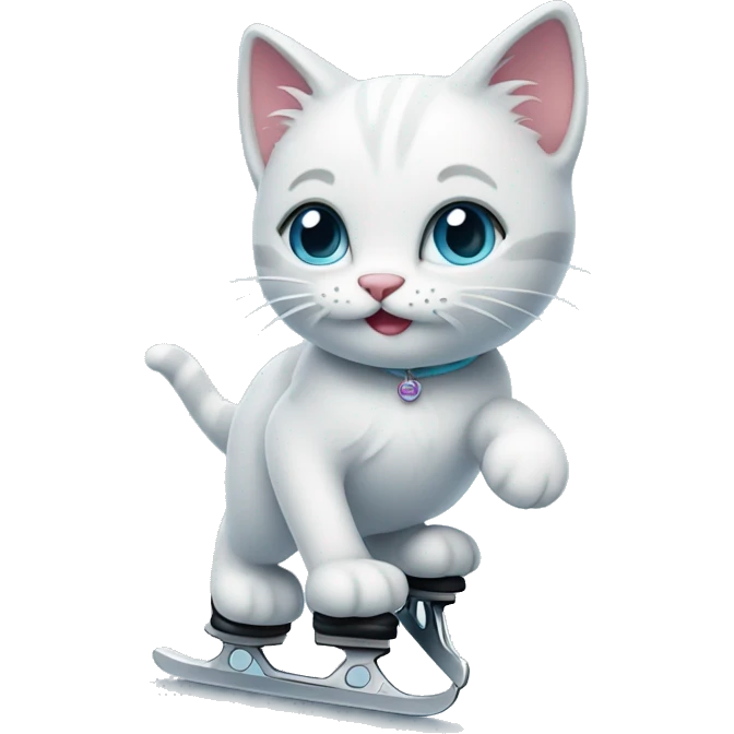 Ice-skating kitty emoji