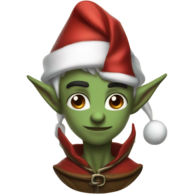 rogue male elf fantasy wearing santa hat emoji