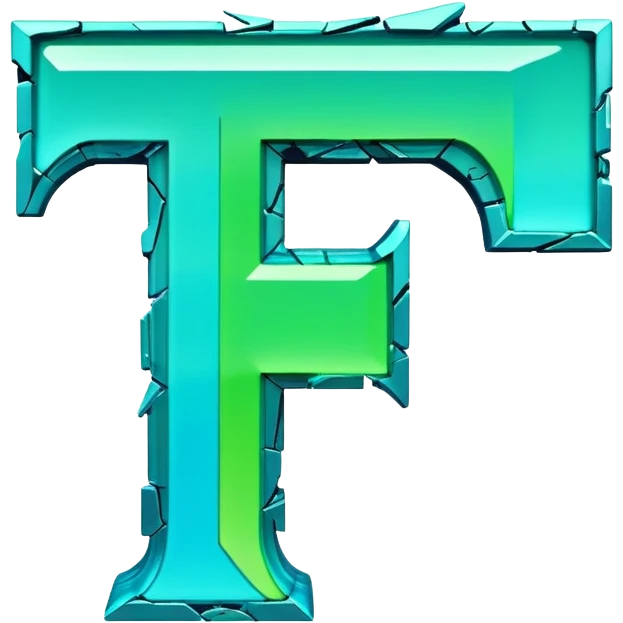 Stylized capital letter T with glitch effects or cracked edges emoji