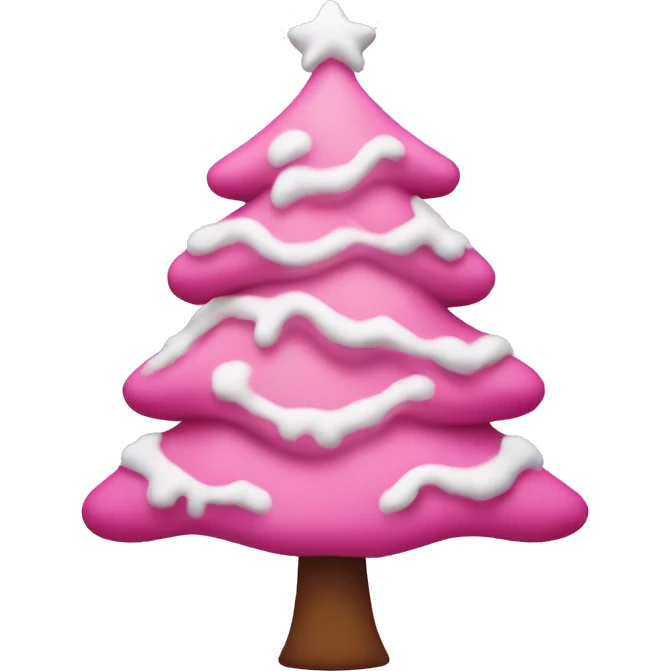 Pink Christmas tree with snow on it. emoji