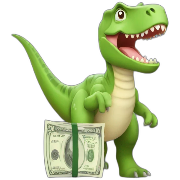 Dino with money in hand emoji