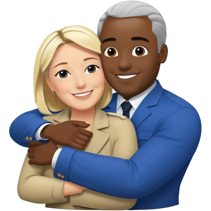 Marine le Pen hugging a black man emoji