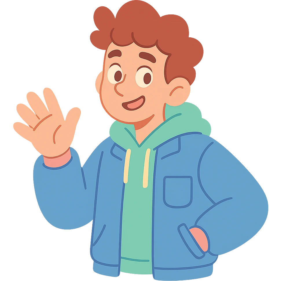 pastel toon style teenage boy wearing a jacket emoji