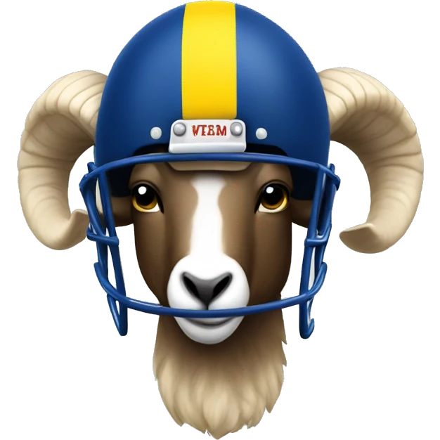 Ram wearing a blue and yellow football helmet  emoji