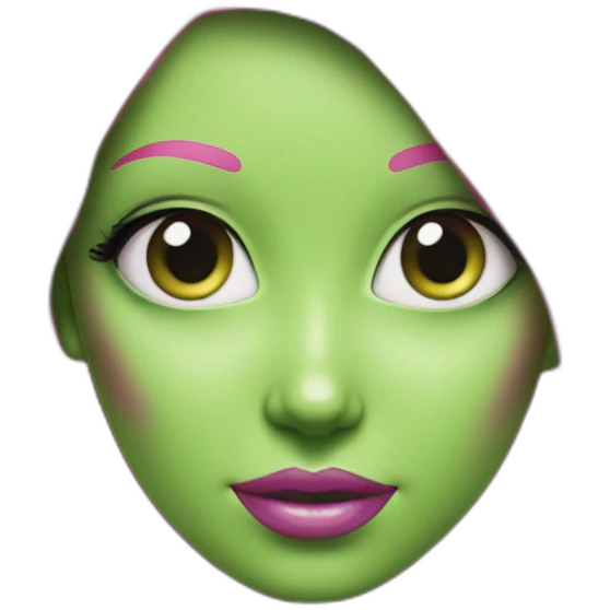 Green skinned Alien Barbie with pink hair emoji