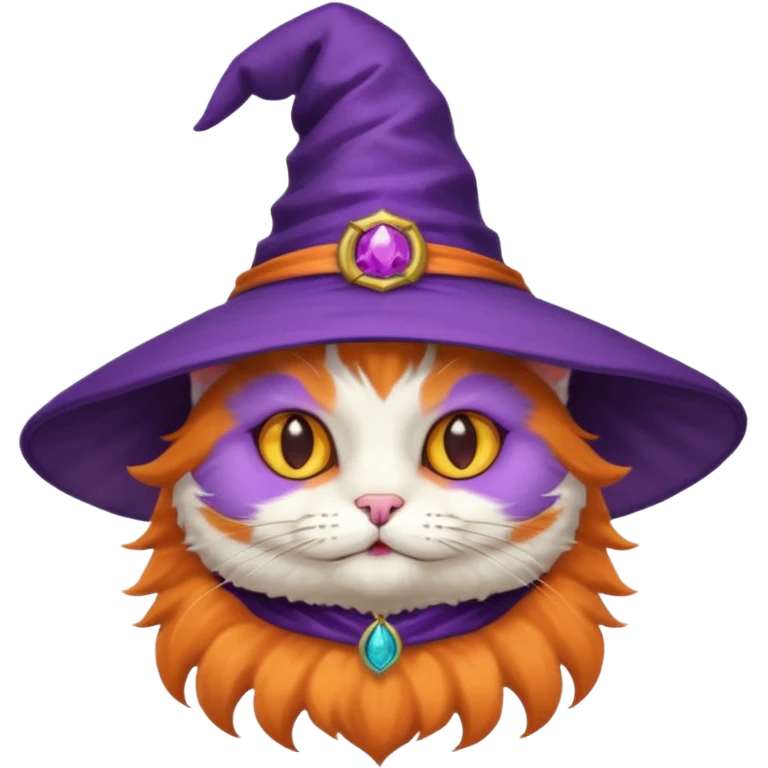 cat wear purple wicth hat emoji