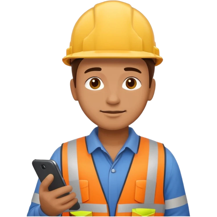 create an realistic emoji image of an construction worker typing on the phone emoji