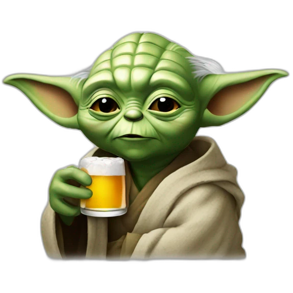 Yoda drinking a beer emoji