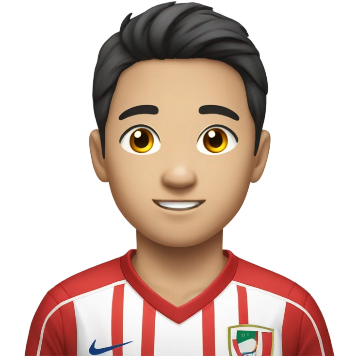young boy soccer player handsome brunette white skin southest asian emoji