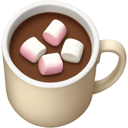 Light beige mug of hot chocolate with marshmallows  emoji