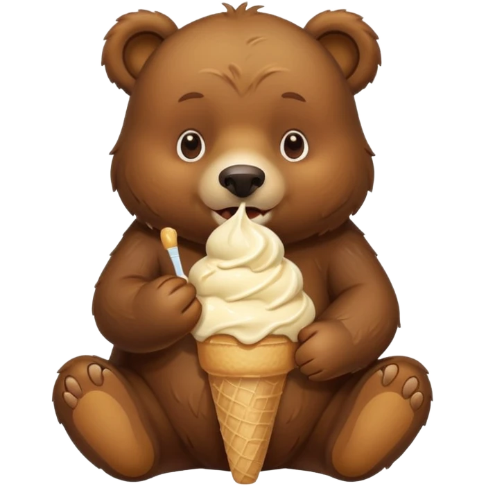 brown bear eating ice cream emoji