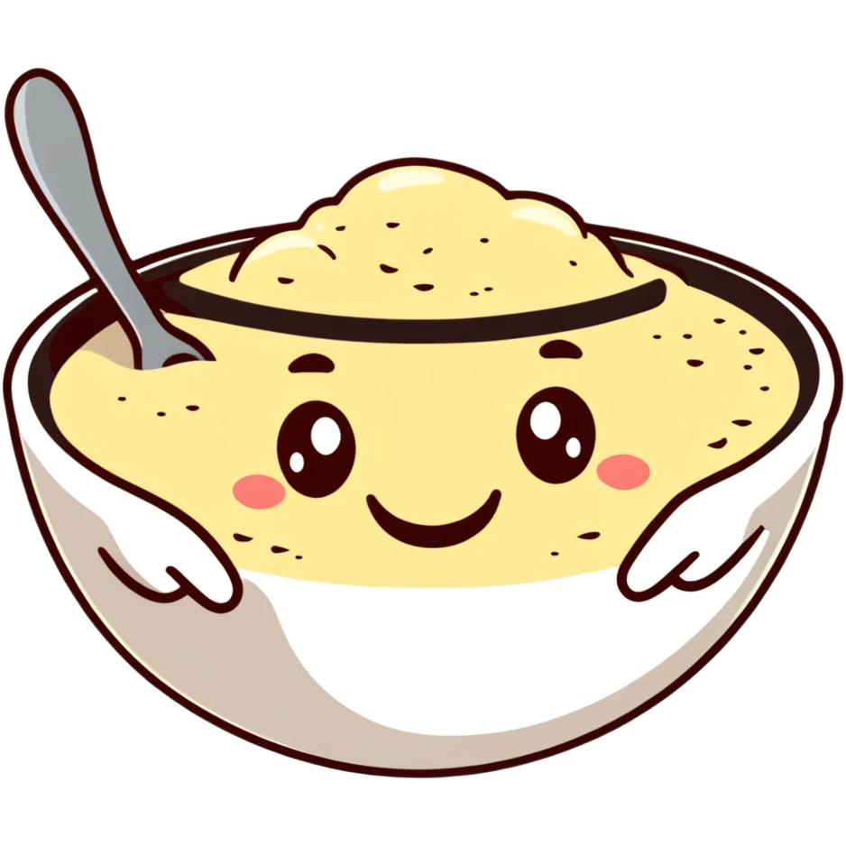 smiling bowl of creamy porridge with a spoon emoji