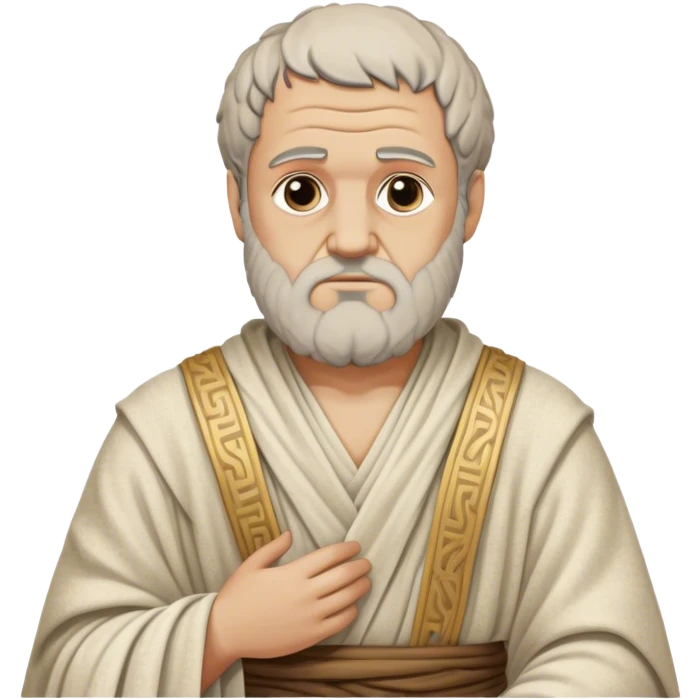 Cinematic Realistic portrait of Aristotle the philosopher, depicted as a wise, contemplative figure in detailed ancient Greek attire, with a textured draped robe and thoughtful expression, bathed in soft classical lighting that highlights his timeless intellect. emoji