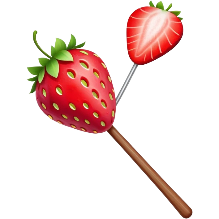 strawberry tanghulu on a wooden stick with shiny sugar coating emoji