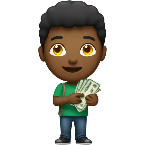 student with mone emoji