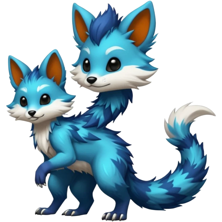 Cool randomly-colored chibi furry anthropomorphic fantasy-Vernid-creature by LiLaiRa with a long tufted tail with edgy markings (full body) emoji