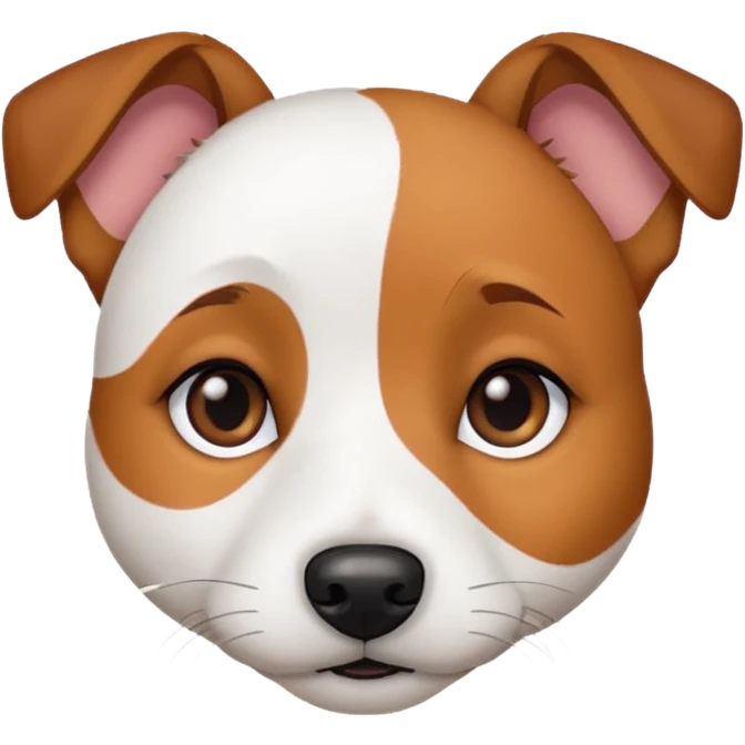 Jack Russell terrier. All white fur. Brown spot on left eye and left ear emoji
