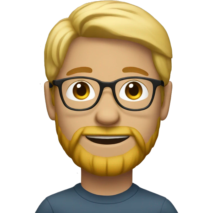 Create a young person with blond hair, glasses, and a beard emoji