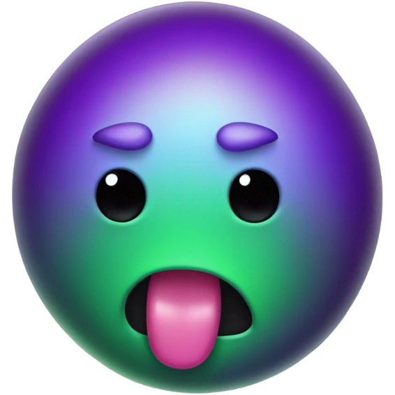 A slime emoji, that is green, purple, and black. The green color brings the slime. And the emojis tongue sticking out and one eye closed simulating a winky face emoji