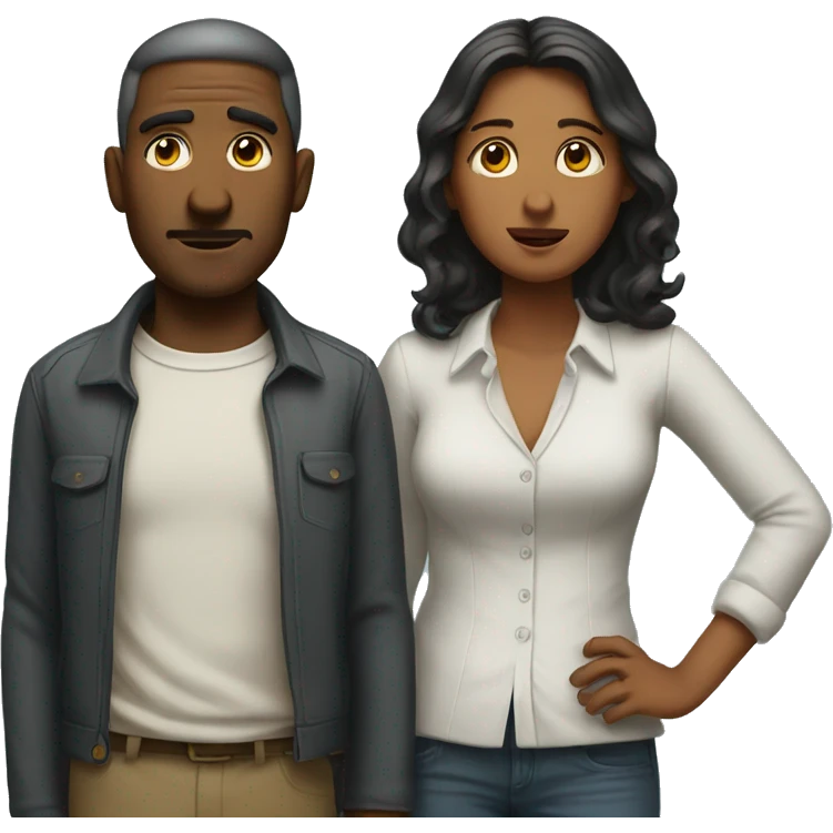 Shrugging man and woman standing next to each other emoji