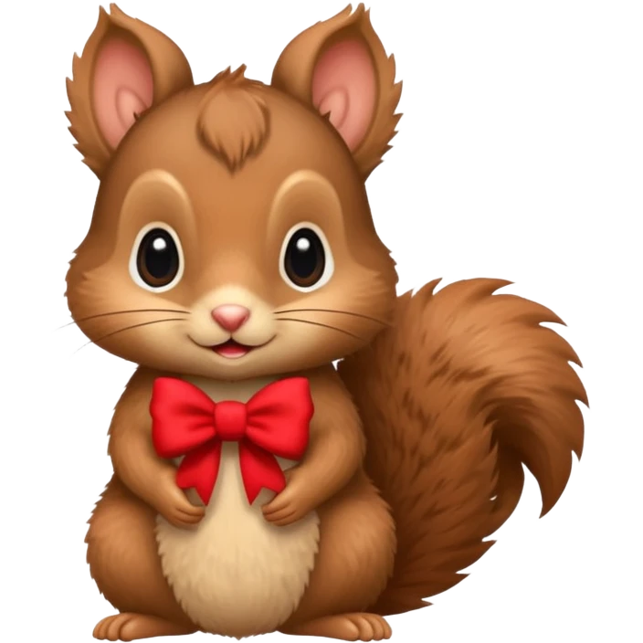 baby squirrel with a tiny red bow emoji