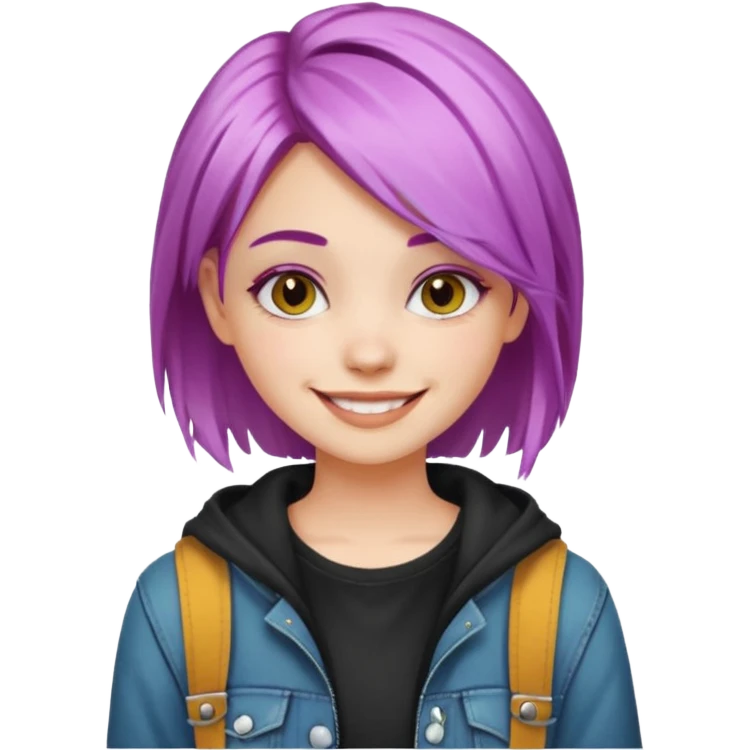 stylish teen girl and dyed her hair, grunge outfit emoji