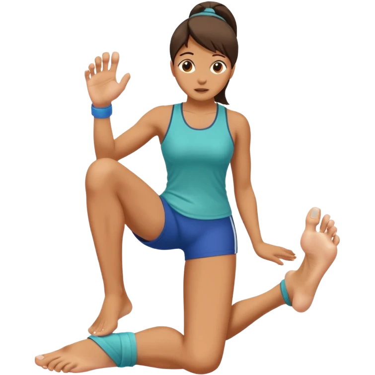 A women doing fot rehab, pressing her big toe against a wall  emoji