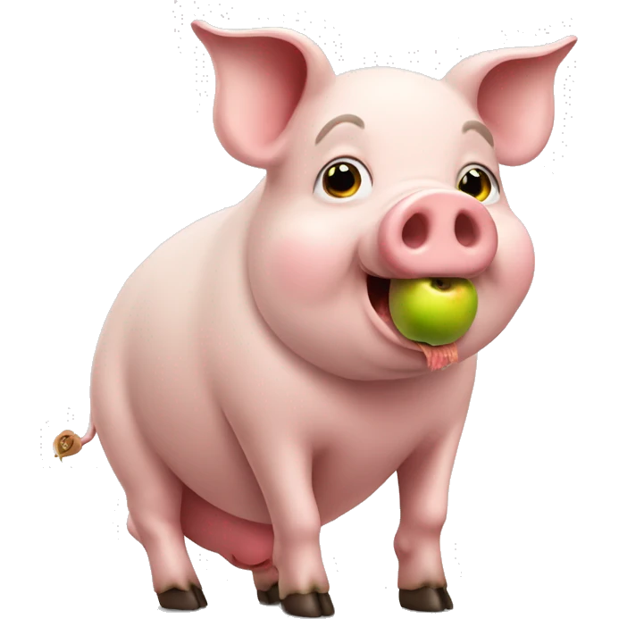 Pig eating apple emoji