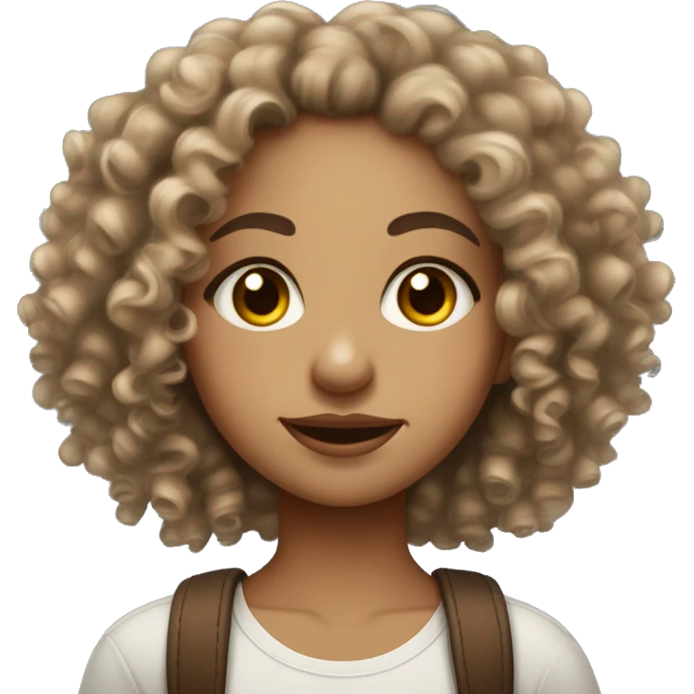 curly haired lightskin girl with brown eyes and a septum piercing emoji