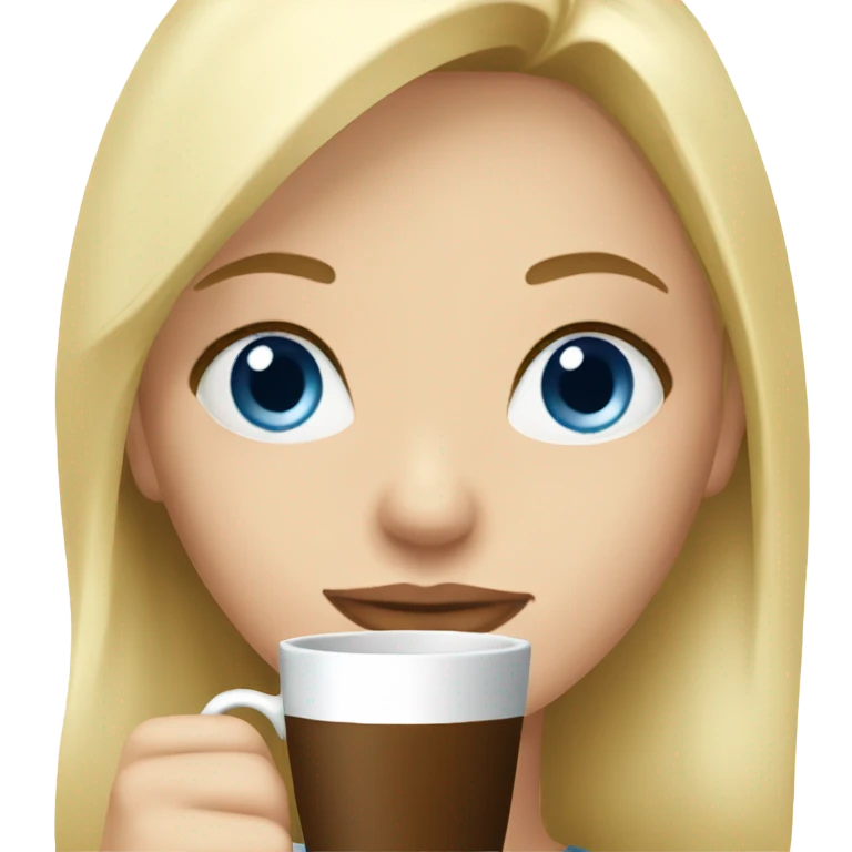 Blonde girl blue eyes drinking coffee emoji
