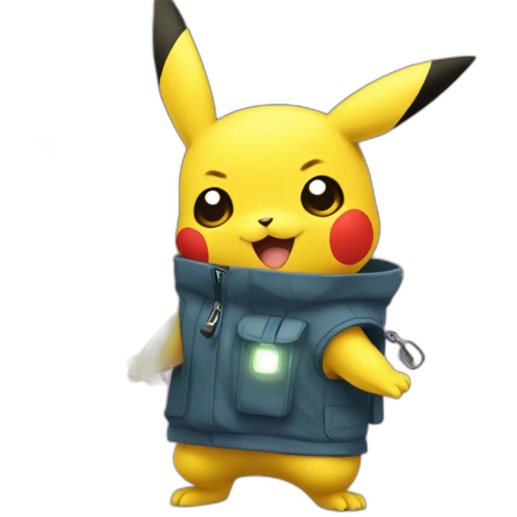 Pikachu with a flashlight emoji