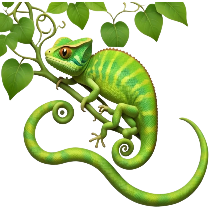 cinematic-chameleon-realistic-full-body-climbing-emoji,-slender-body-gripping-a-twisting-vine-with-prehensile-feet,-scaly-green-skin-shifting-shades-with-its-environment,-large-bulging-eyes-rotating-independently,-delicate-coiled-tail-curling-behind,-long-tongue-slightly-protruding-as-if-ready-to-strike,-simplified-yet-realistic-focused-features,-highly-detailed,-glowing-with-an-ethereal-forest-light emoji
