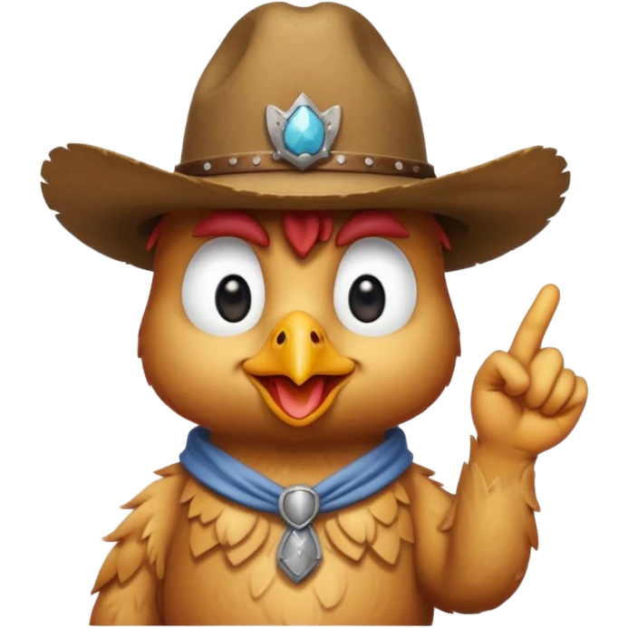 Chicken wearing cowboy hat with middle finger emoji