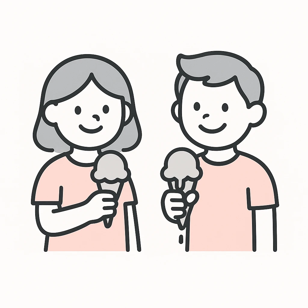 happy children with melting ice cream cones emoji