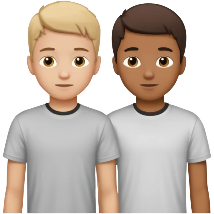 two boys teens walking, horizontal profile view emoji