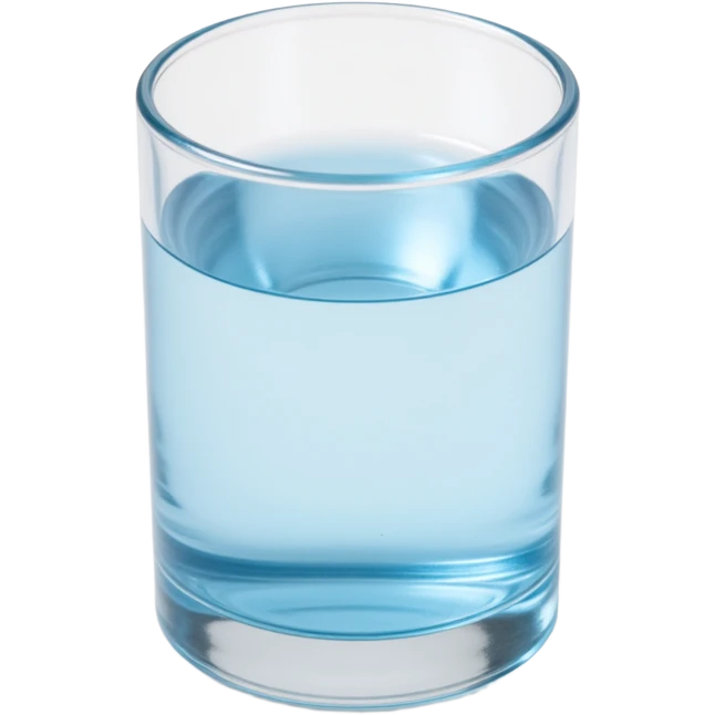 glass of water with reflections, skeuomorphism icon style emoji