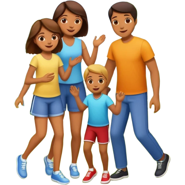 A family playing in the park, lively, colorful, detailed emoji