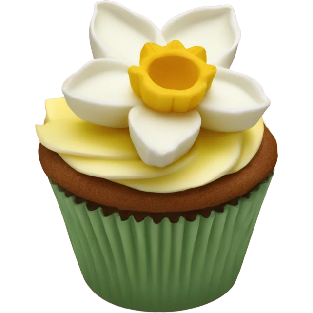 beautifully decorated daffodil cupcake emoji