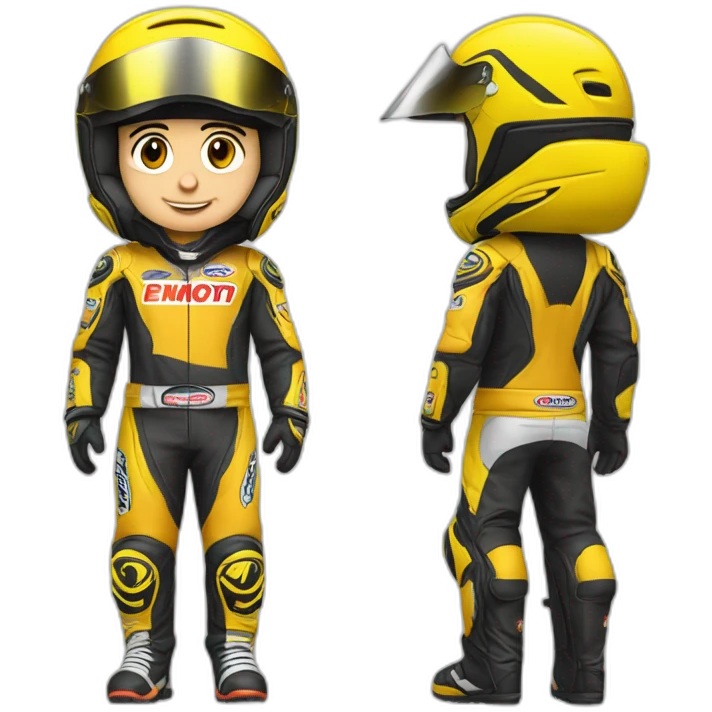 homem com roupa de piloto de motocross emoji