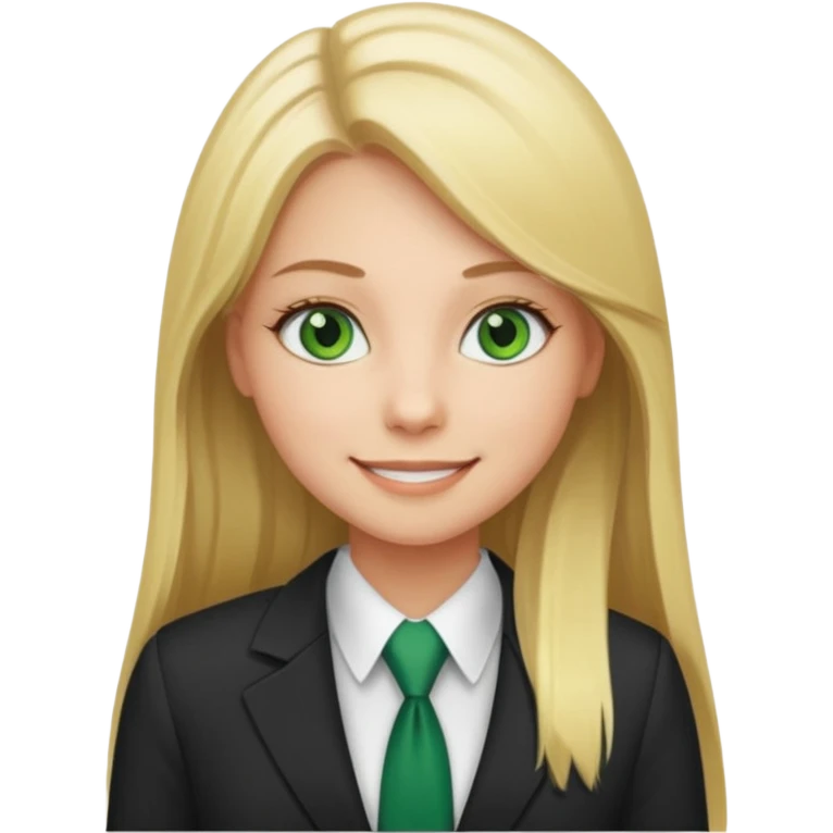 Green eyes office girl with straight long blonde hair barbie emoji