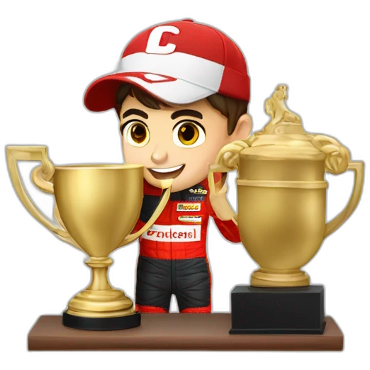 Charles Leclerc avec un trophee emoji