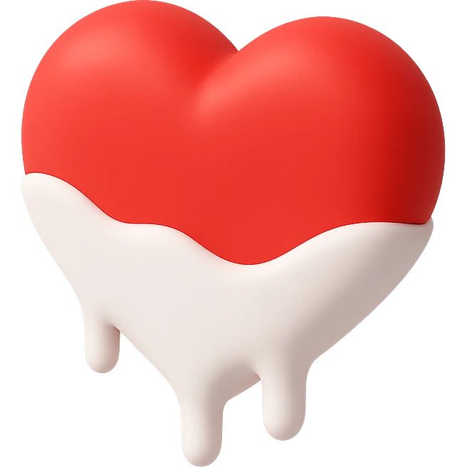 3D style red, semi-frozen heart, Discord role icon emoji