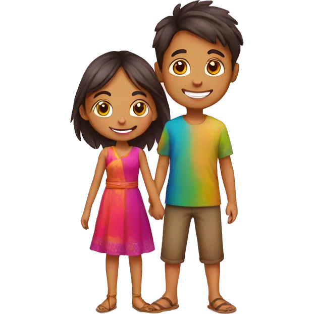 Boy play holi with girl emoji