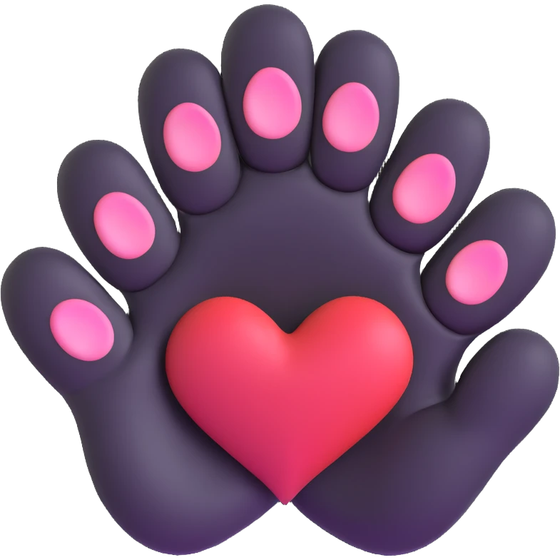 cat paw making Korean finger heart gesture, two paw fingers forming small heart shape, soft fur texture, warm lighting, kawaii aesthetic, minimal clean composition emoji