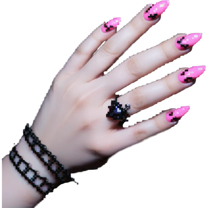 hand with pink gothic nails emoji