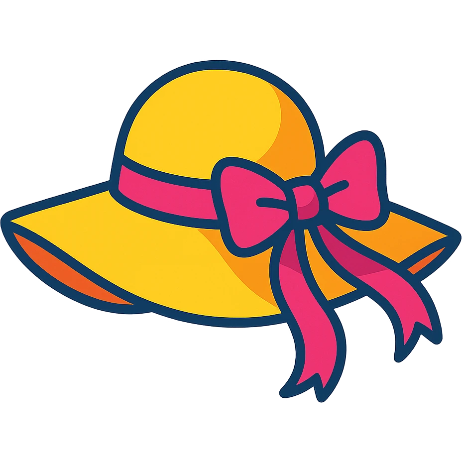 summer sun hat with a ribbon breezy light style emoji