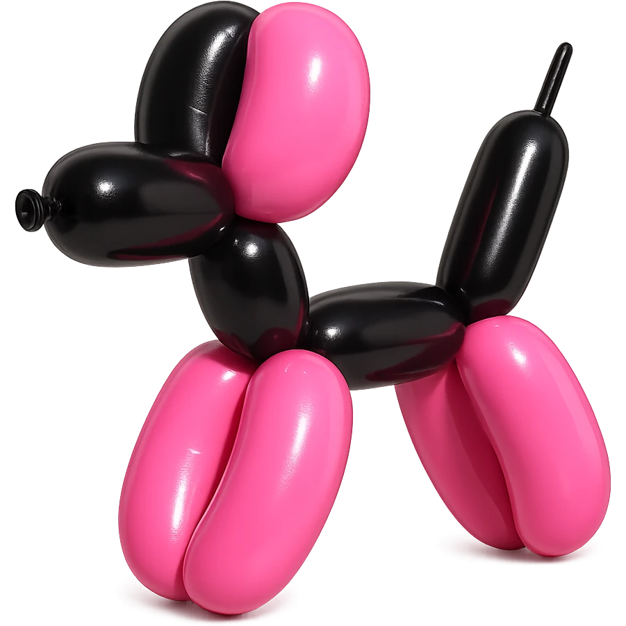 BLACKPINK-inspired object, black and pink colors, soft and inflated appearance, Balloon style emoji