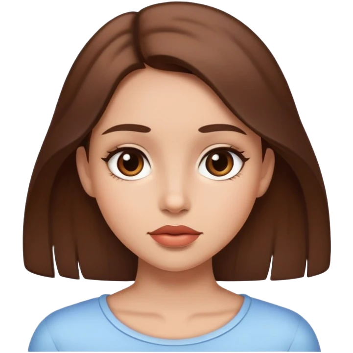 Fille avec cheveux bruns lisses petits lèvres  emoji