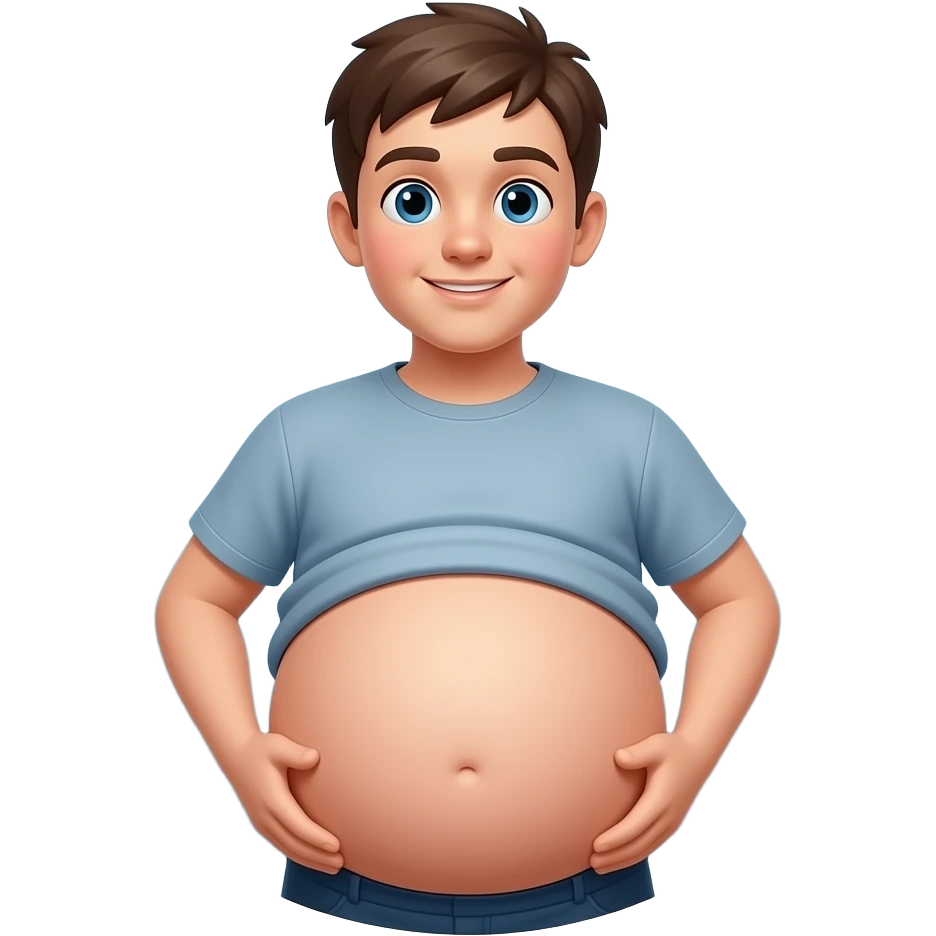 Zrób chłopak 14 latek z piwny brzuchem kształt jak piłka emoji