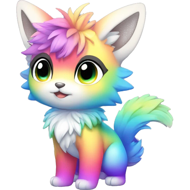 Anthro sparkle-rainbow-gradient-shiny-Chibi-style-Fur-Sona-Fakémon Full Body emoji